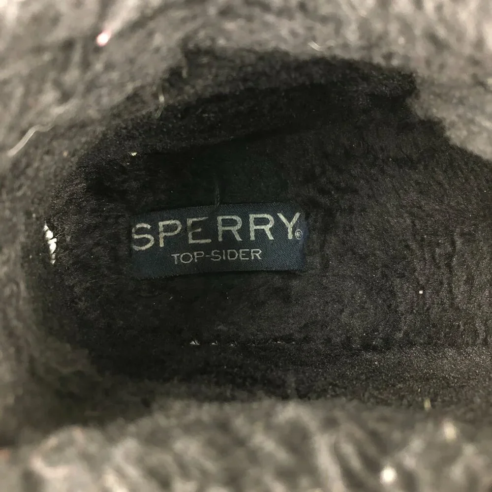 Sperry Women's Size 9M Top Sider Elayna Black Leather Faux Fur Duck Boot Booties